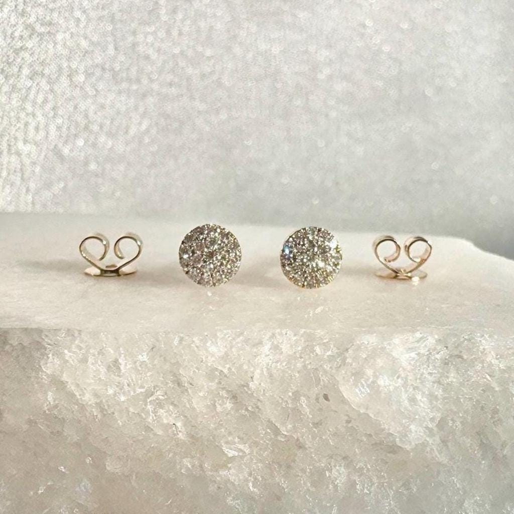 Genuine 5 MM Diamond Bezel Earrings in 14k Solid Gold