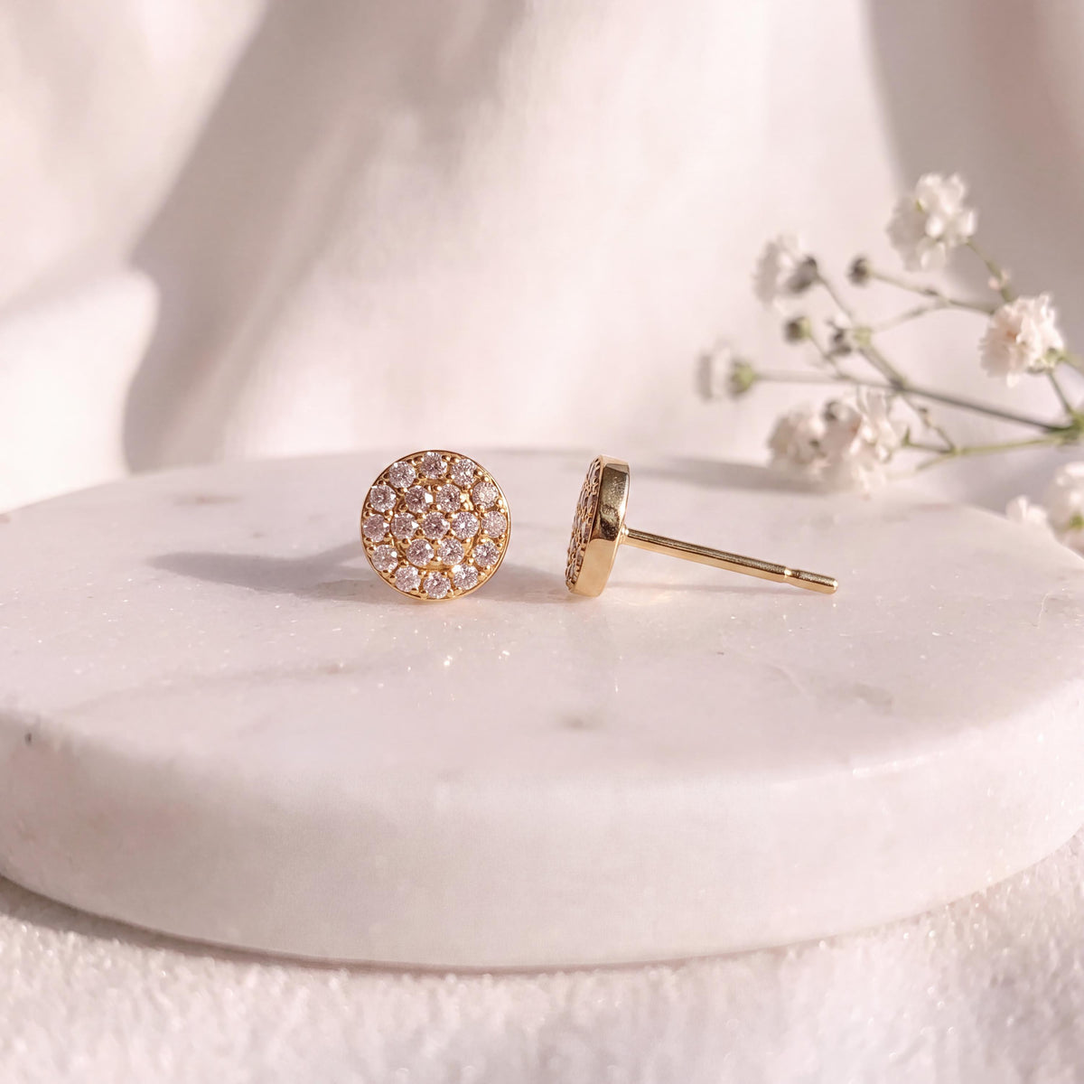 Genuine 5 MM Diamond Bezel Earrings in 14k Solid Gold
