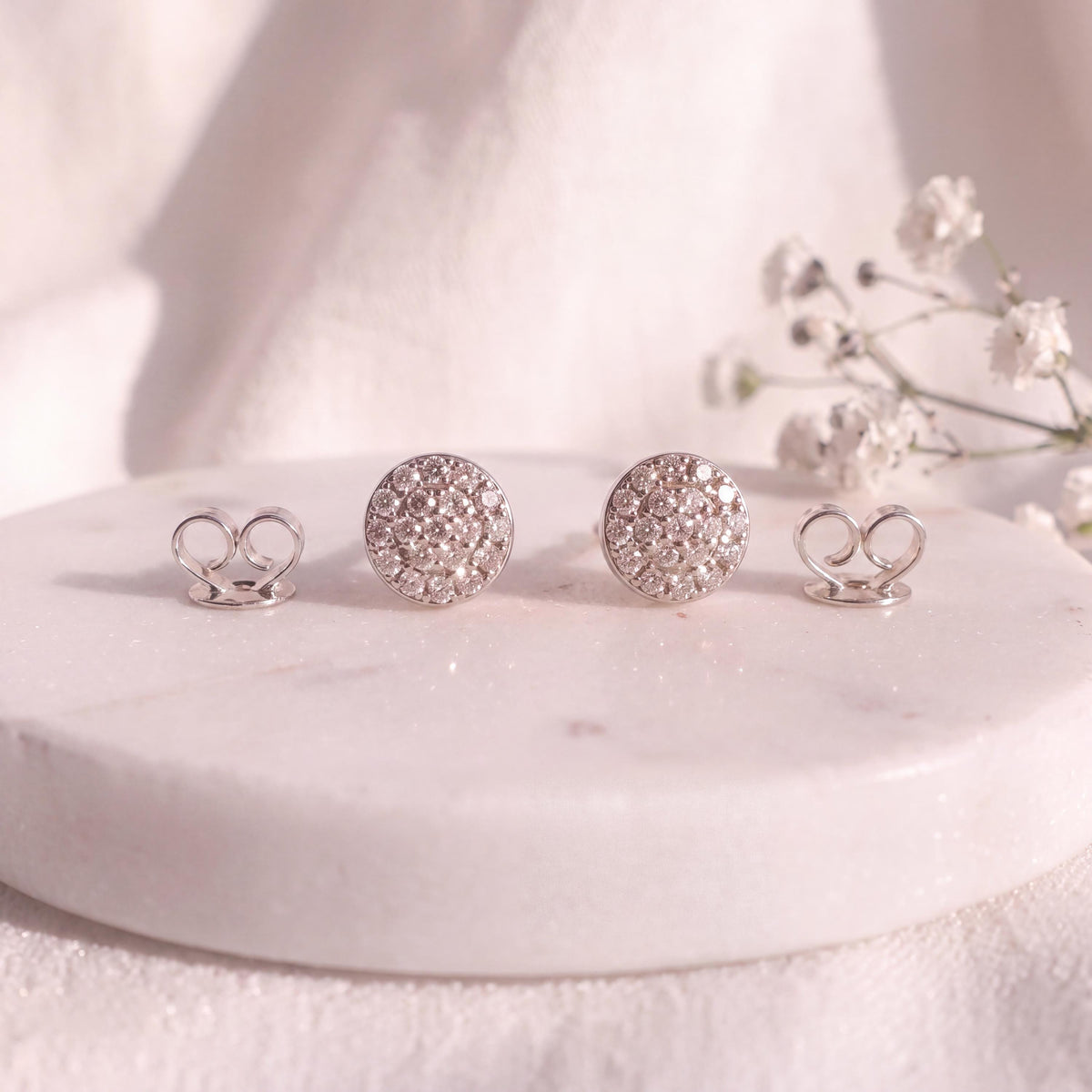 Genuine 5 MM Diamond Bezel Earrings in 14k Solid Gold