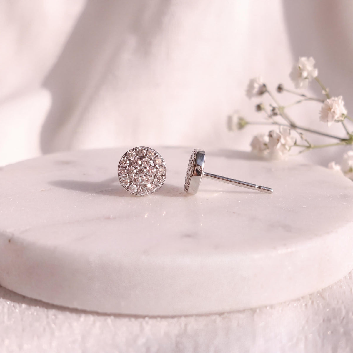 Genuine 5 MM Diamond Bezel Earrings in 14k Solid Gold
