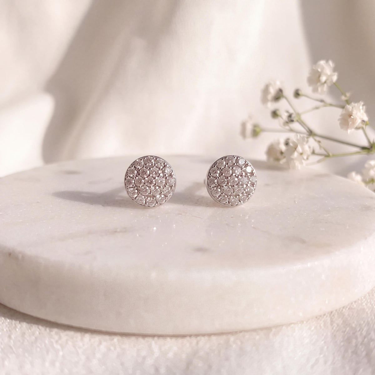 Genuine 5 MM Diamond Bezel Earrings in 14k Solid Gold