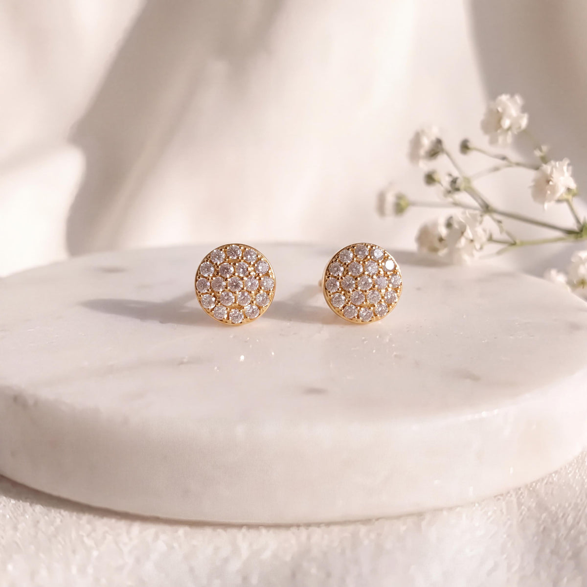 Genuine 5 MM Diamond Bezel Earrings in 14k Solid Gold