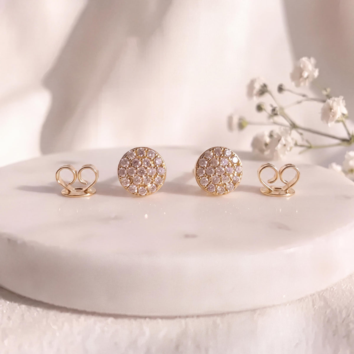 Genuine 5 MM Diamond Bezel Earrings in 14k Solid Gold