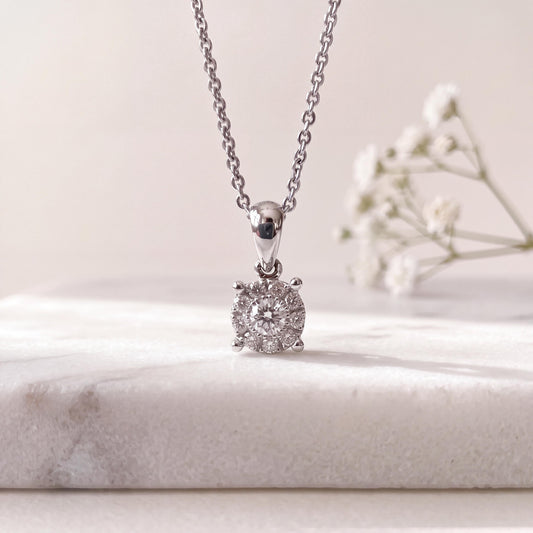 Natural Diamond 5mm Cluster Pendant in 18K Solid Gold