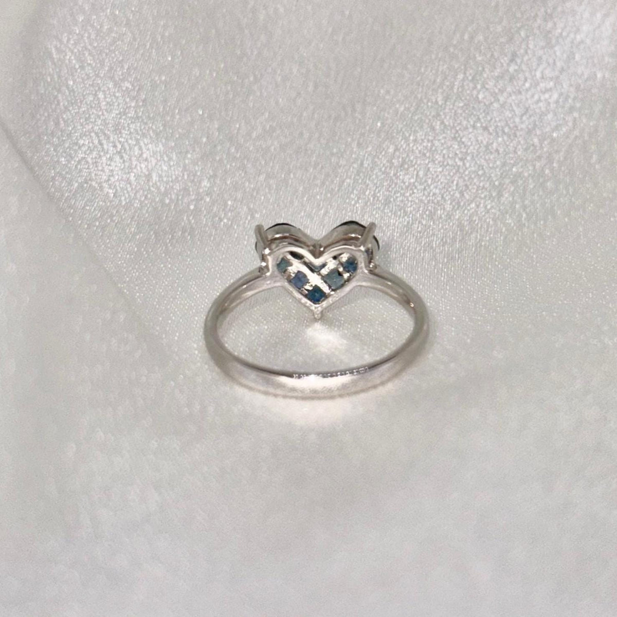 Genuine Sapphire Heart Ring in 14k White Gold