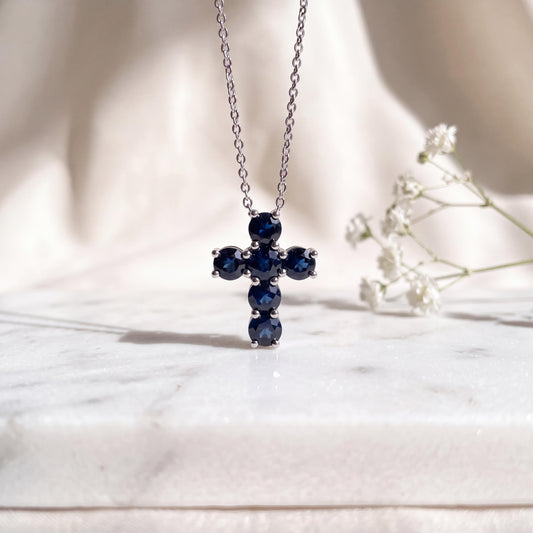 Genuine Sapphire Dainty Round Cut Pendant | 18k Solid Gold