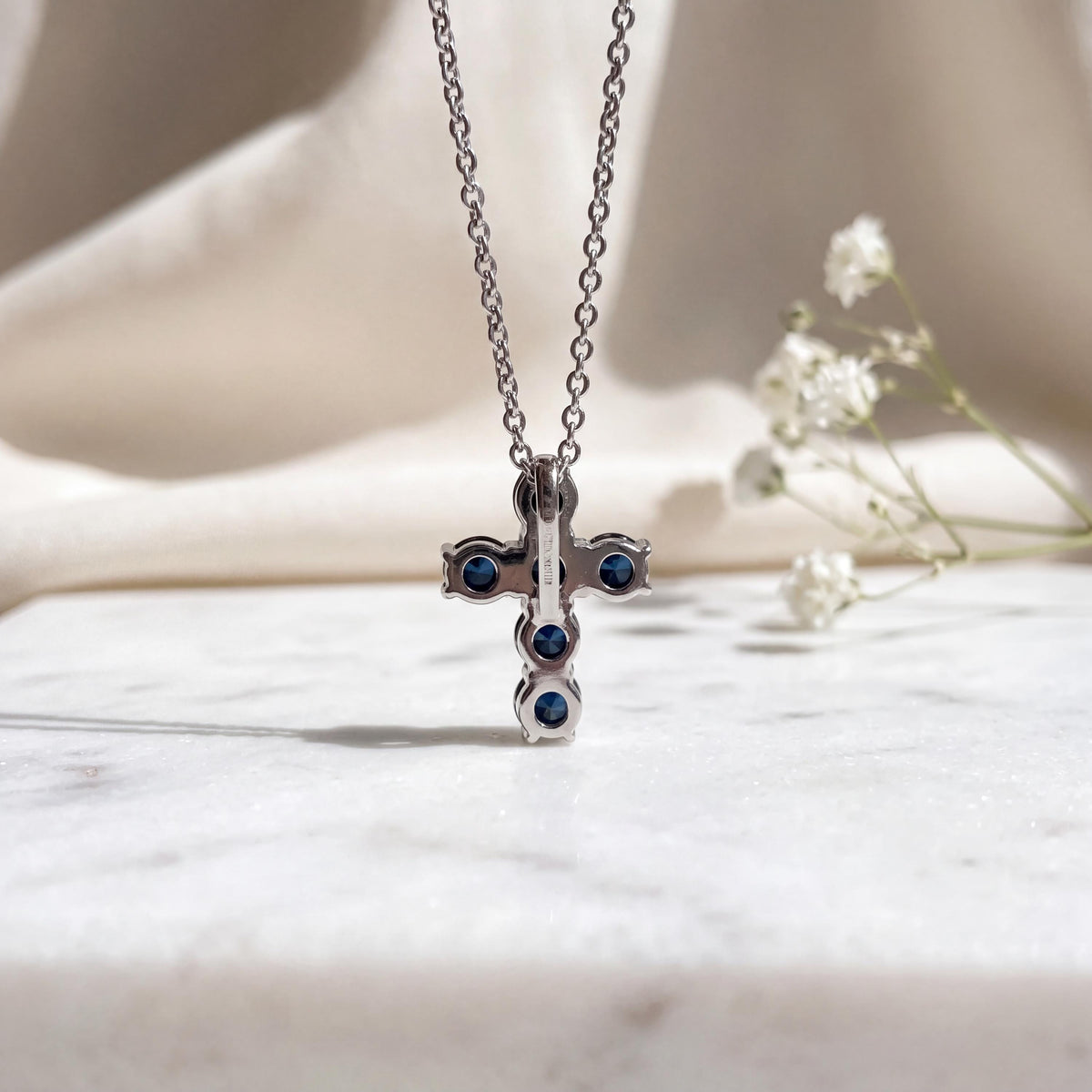 Genuine Sapphire Dainty Round Cut Pendant | 18k Solid Gold