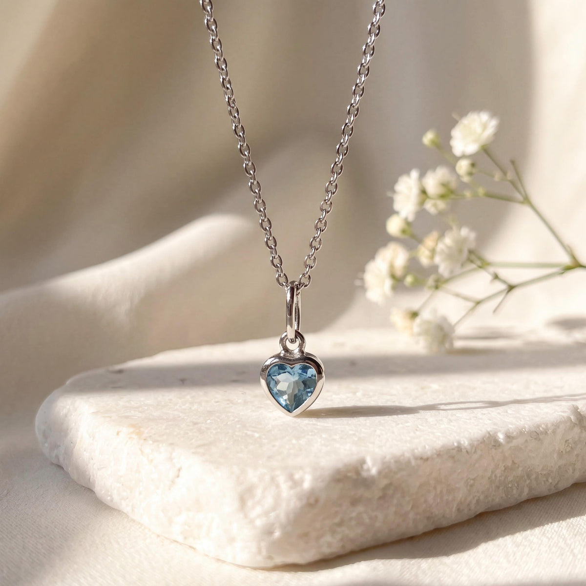 Genuine Sapphire Heart Bezel Pendant (Mini) | 14k Solid Gold