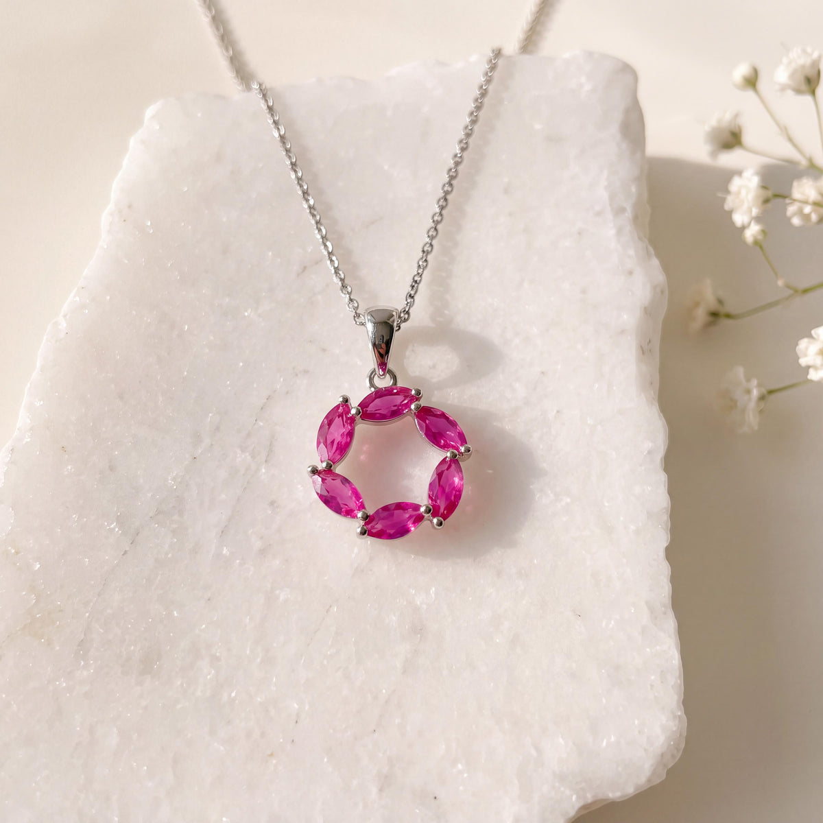 14k Gold Marquise Ruby Pendant: July Birthstone, Solid Gold Necklace