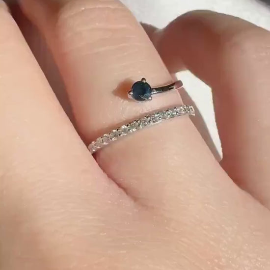 Genuine Sapphire and Diamond Layered Ring in 14k Solid Gold