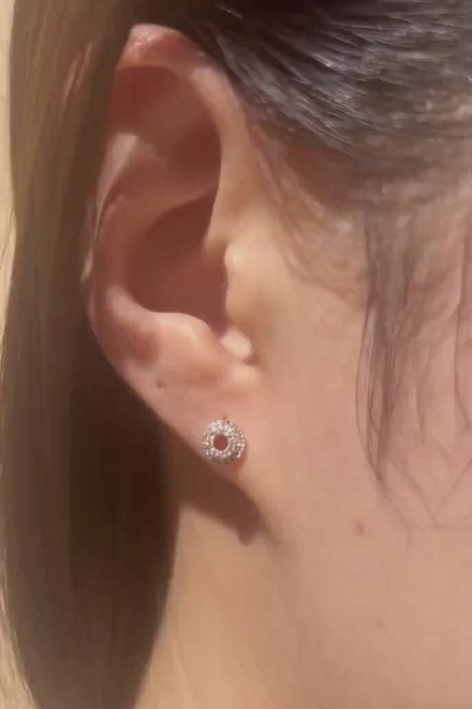 Genuine Diamond Eternity Stud Earrings, 18k Solid Gold, April Birthstone, Gift for Her