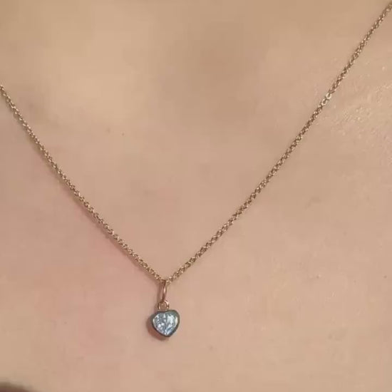 Genuine Sapphire Heart Bezel Pendant (Mini) | 14k Solid Gold
