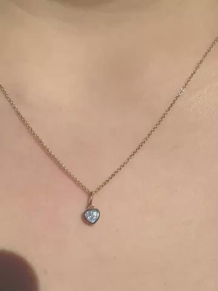 Genuine Sapphire Heart Bezel Pendant (Mini) | 14k Solid Gold
