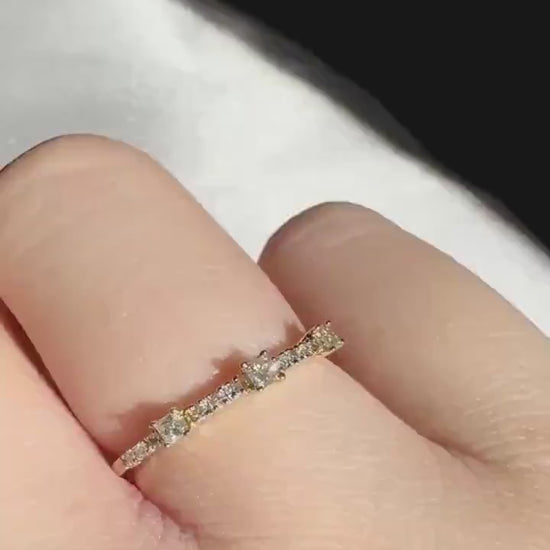 Genuine Diamond Princess Cut Ring in 18k Solid Yellow Gold