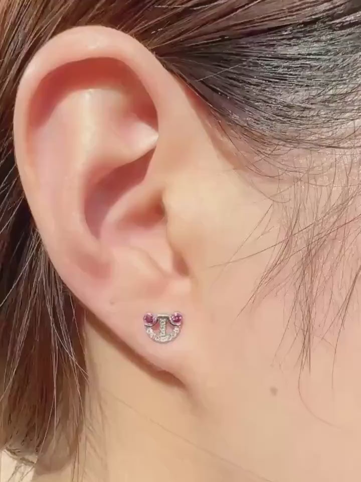 Genuine Ruby and Diamond Studs in 18k Solid White Gold