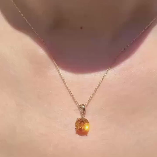 Genuine Citrine Solitaire Round Cut Pendant, 7mm, 14k Solid Gold, November Birthstone GIft