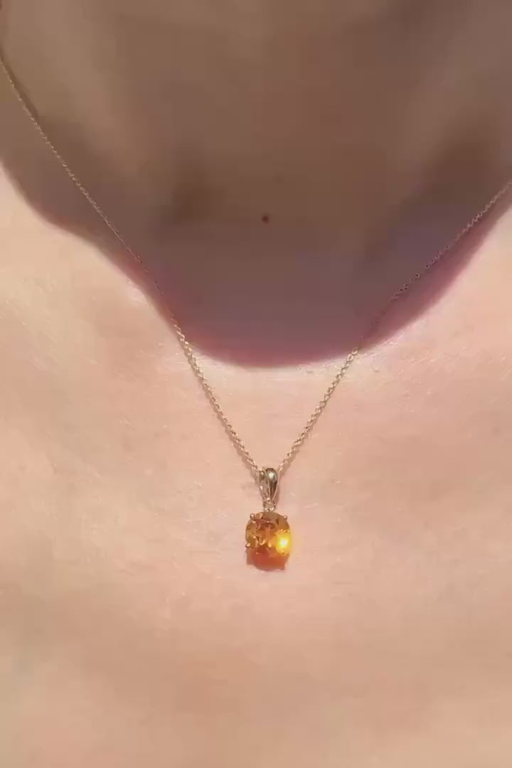 Genuine Citrine Solitaire Round Cut Pendant, 7mm, 14k Solid Gold, November Birthstone GIft