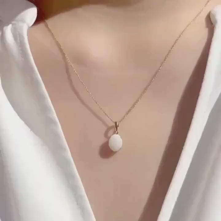 Genuine Oval Cut Opal Pendant | 14k Solid Gold
