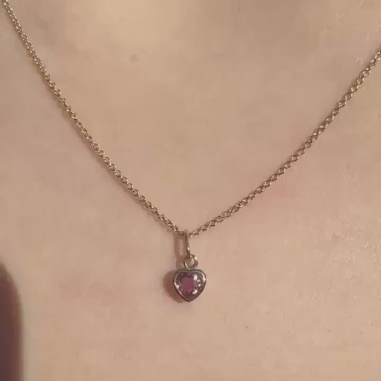 Genuine Purple Sapphire Heart Bezel Pendant (Mini) | 14k Solid Gold