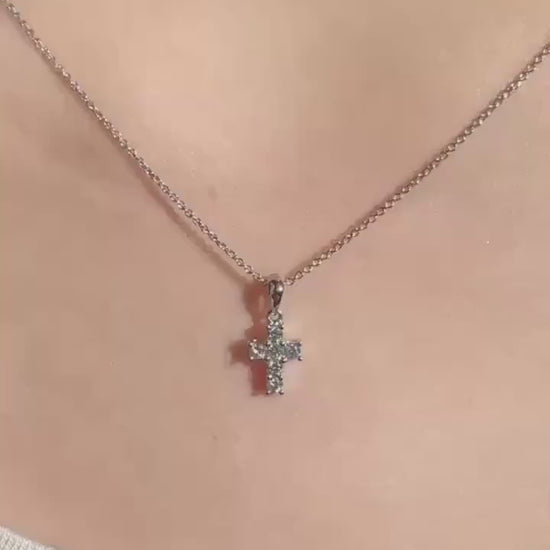 Genuine Diamond Cross Pendant (Mini) | 18k Solid Gold