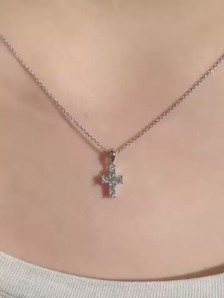 Genuine Diamond Cross Pendant (Mini) | 18k Solid Gold